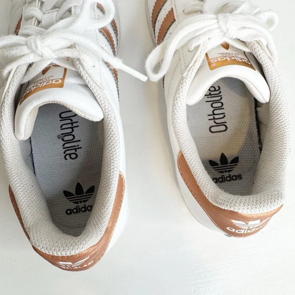Adidas Originals‎ | Superstar White Copper Sneakers — Shell Toe Shoes Sz. 6